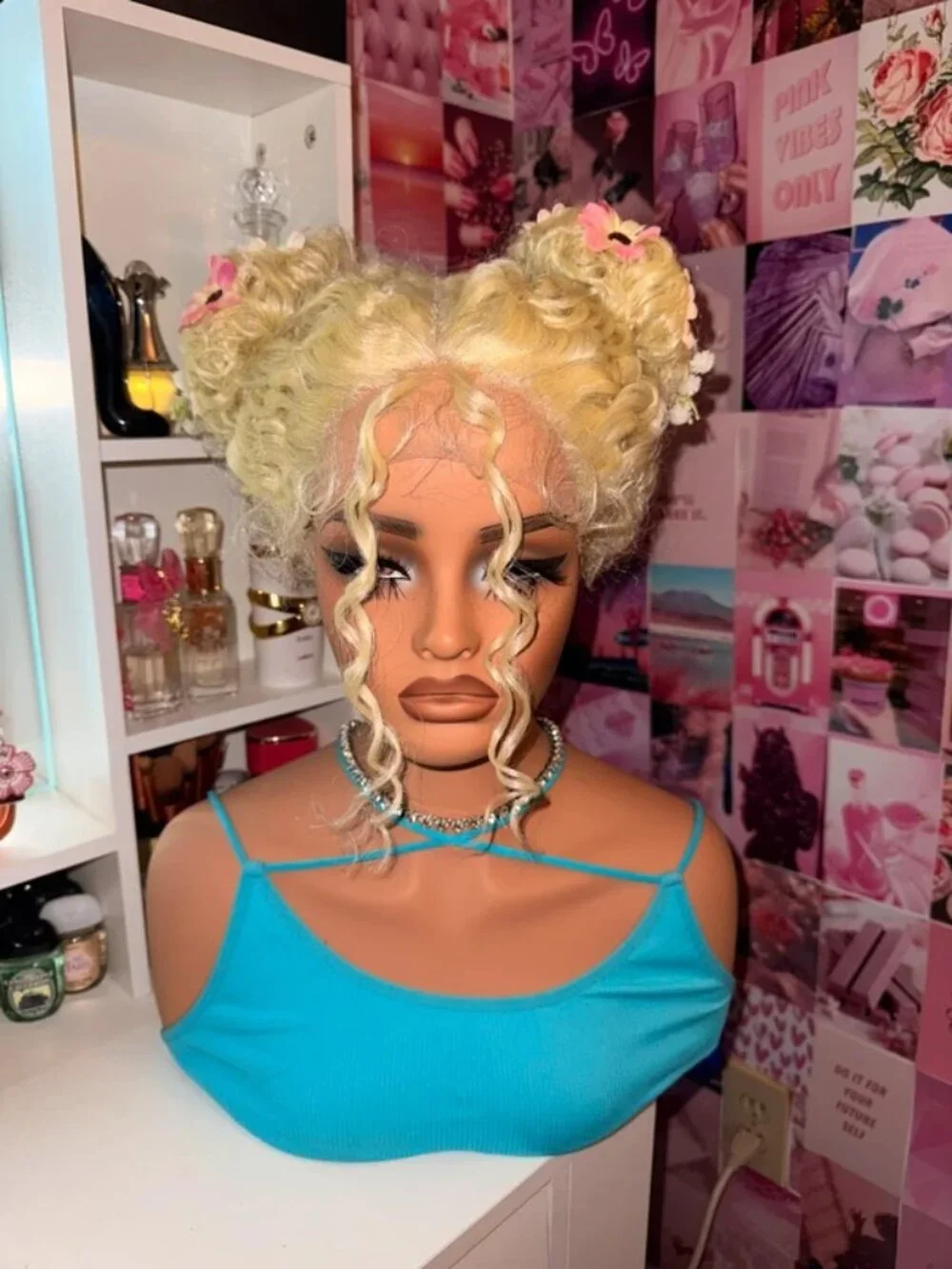 613 Blonde Lace Front Wig Double Bun Style | Floral